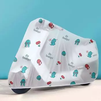 Durable Translucent Bicycle Rain Cover Cartoon Waterproof Motorcycle Cover Dustproof Rainproof Motorbike Protective Gear S
