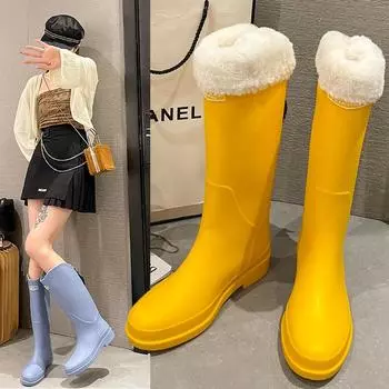 Durable Using Cheap Price New High-End Listing Fashion Fashion Rain Boots for Women 38-39Foot length(230mm) чёрный
