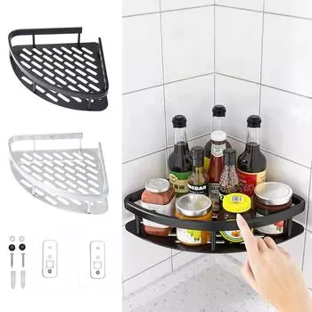 Durable Wall Mount Bathroom Shelves Aluminum Triangular Corner Shower Shelf No Drill Shower Storage Rack Holder Kitchen серебряный