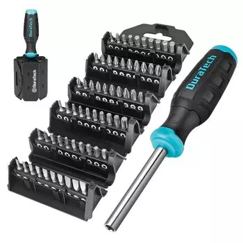 DURATECH Screwdriver Interchangeable Screwdriver Set with Magnetic and for Electrical Furniture and Automotive Includes Storage Holder Set, 60-Piece