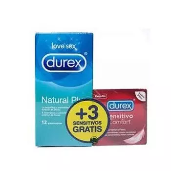 Durex Love Sex Natural Plus 12 презервативов + 3 для чувствительных