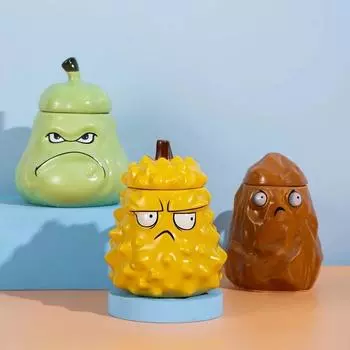 Durian Funny Ceramic Mug, Lid Spoon Coffee Teacup Household Drinking Cup Weird Personalized Birthday Christmas Gift 301-400ml