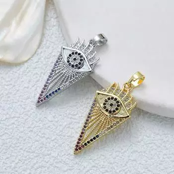 Дурной глаз Медь Циркон Ювелирные изделия Аксессуары Фатима Пальма Глаз Слезы Цвет Цирконий Ожерелье Подвеска