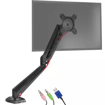 Duronic Single Monitor Arm Stand DMUSB5X1 Headphones PC Desk дюймовый градус Single Goods USB/Single Mount/черный/алюминий/регулируемая высота/13-27