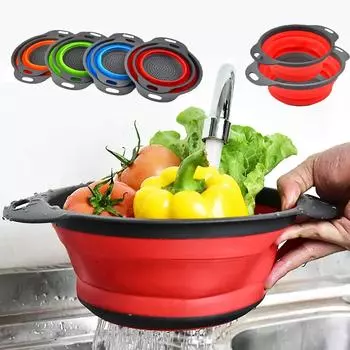 Дуршлаг Аксессуары для дома Полезные вещи для кухни Сливная корзина Сушилка для посуды для кухонной раковины Мытье овощей Силиконовая чаша Банан Small