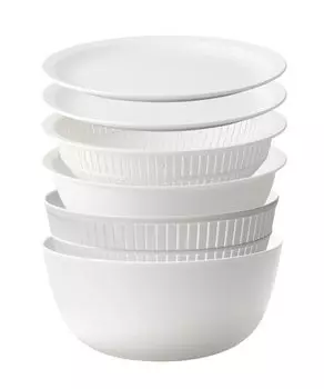 Дуршлаг для микроволновой печи Также можно использовать для чистки Дуршлаг и 6-секционная жаропрочная миска, изготовленная из банки, безопасная, дуршлаг и миска, рис, белый