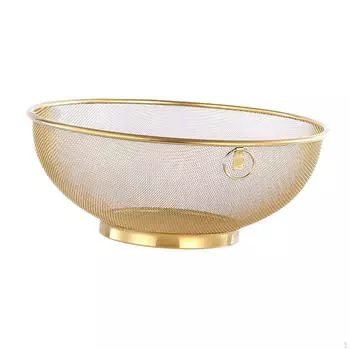 Дуршлаг для мытья риса, сито для пищевых продуктов, с ручкой, для очистки и слива макарон, из металла золотой