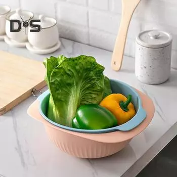 Дуршлаг для овощей с гладкой поверхностью, чаша сетчатого фильтра для мытья конструкции разделения, быстрый дренаж зелёный