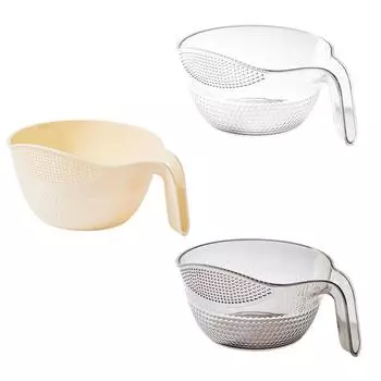 Дуршлаг для промывки риса Бытовые кухонные гаджеты Инструменты для очистки сита для риса Многофункциональная машина для промывки зерна Фильтр с ручкой бежевый