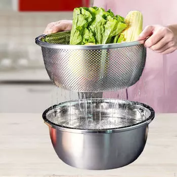 Дуршлаг, кухонная миска для супа, прочная емкость для смешивания, приправ и набор сит для слива риса 22cm