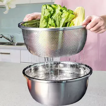 Дуршлаг, кухонная миска для супа, сверхмощная сливная корзина, банка для приправ и сито для риса, набор для смешивания салатов 22cm