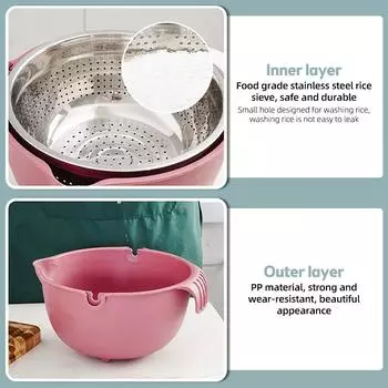 Дуршлаг с набором мисок для смешивания, ситечки 9-в-1 для кухни для мытья фруктов и овощей/лапши синий