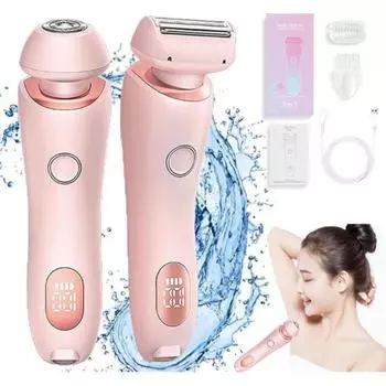 Dusco Official Razor 3 in 1 Blades Women s Electric Portable Waterproof 2 Razors, Pink