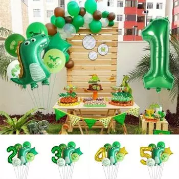 Душ динозавр партия фольга латекс дети воздушный шар набор украшения день рождения 7шт ребенок Gold Number 2 Balloon