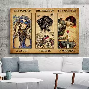 Душа цыгана Сердце воина постер винтажная картина на холсте для девочек абстрактная картина для гостиной на стене домашний декор 21cm30cm NoFrame