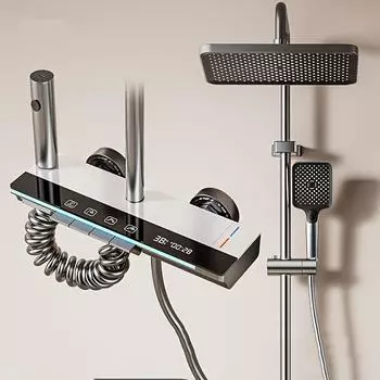 Душевая головка с интеллектуальным цифровым дисплеем — высокое напряжение, простая установка, модернизация алюминиевой ванной комнаты Digital shower