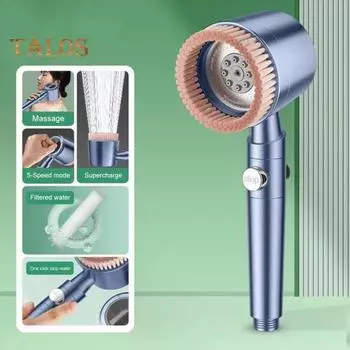 Душевая головка с высоким давлением Низкое давление воды Домашний спа-массаж Улучшенное давление воды Несколько режимов подачи воды Встроенная фильтрация Душевая головка серый