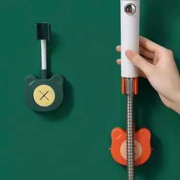 Душевая головка Стенд Без перфоратора Невидимые крючки Дизайн Мультфильм Форма Творческий регулируемый ручной настенный кронштейн для отеля зелёный