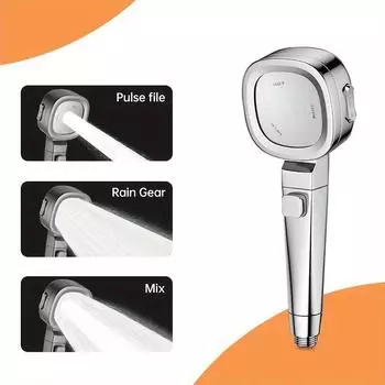 Душевая головка высокого давления, экономящая воду, 3-режимные душевые головки, регулируемый гидромассажный распылитель, аксессуары для ванной комнаты серебряный