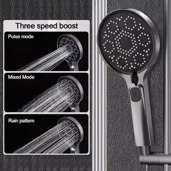 Душевая головка высокого давления Регулируемый распылитель для душа Душевые разбрызгиватели Аксессуары для ванной комнаты серый