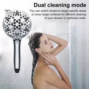 Душевая головка высокого давления с двумя режимами очистки, 10-функциональная насадка с защитой от засорения, простая установка, резьбовое соединение G1/2, душевой распылитель серебряный