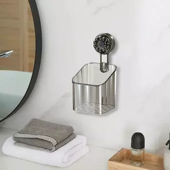 Душевая корзина на присоске, органайзер для ванной комнаты, настенная простая полка для хранения Clear L