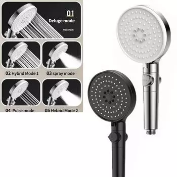 Душевая лейка Душевые лейки высокого давления, душевая лейка с фильтром и 5 режимами струи, универсальная мощная душевая лейка серебряный