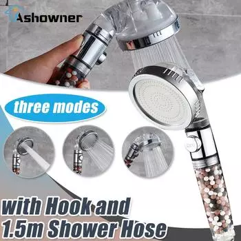 Душевая лейка Регулируемая 3-режимная душевая лейка Ручной душ Высокое давление Экономия воды Одна кнопка для остановки воды Душевые лейки Shower Head