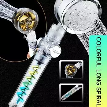 Душевая лейка с пропеллерным приводом и кнопкой остановки Душевая лейка с вентилятором Высоконапорная ручная душевая лейка Аксессуары для ванной комнаты золотой