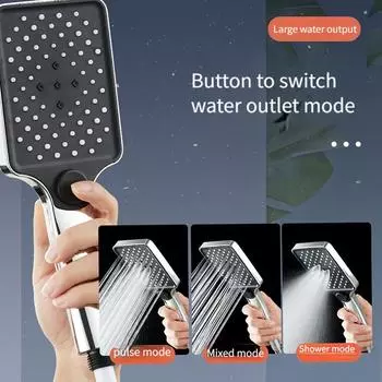 Душевая лейка с усилением, регулируемая душевая лейка с 3 скоростями, бытовой водонагреватель для душа и ванны квадратной формы, универсальная душевая лейка с четырехточечным интерфейсом чёрный