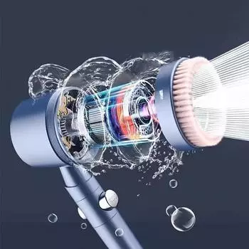 Душевая лейка высокого давления с угольным фильтром - 5 режимов струи, мягкий силиконовый массаж, простая установка, лакированное покрытие 5 mode shower head