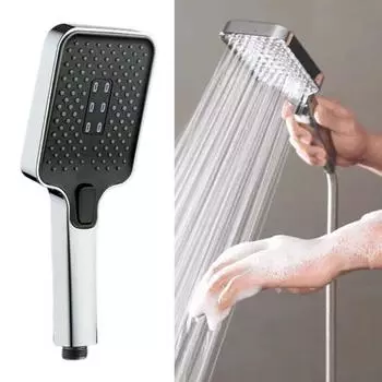 Душевая насадка с фильтром под давлением и портативной 3-мя режимами струи Технология Booster Мощный дождь Большая квадратная душевая насадка для серый