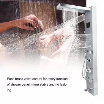 Душевая панель для ванной комнаты, душевой комплект со светодиодной подсветкой, температурный дисплей, 5 функций