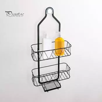 Душевая полка для ванной комнаты, подвесная полка, большая вместимость, прочная, несущая, простая установка, вешалка для душа с 3 корзинами чёрный