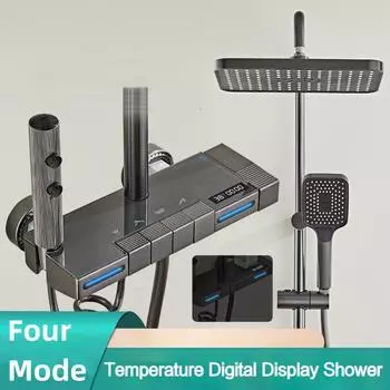 Душевая система для ванной комнаты, светодиодная подсветка, душевая лейка, набор для ванны, цифровой дисплей температуры, смеситель для душа с горячей и холодной водой