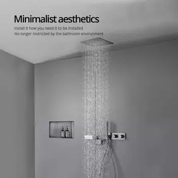Душевая система Gunmetal, скрытый потолочный смеситель для душа, настенный встраиваемый смеситель для ванной комнаты с горячей и холодной водой