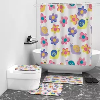 Душевая занавеска с цветочным принтом и цифровым принтом для ванной комнаты W90cm*L180cm