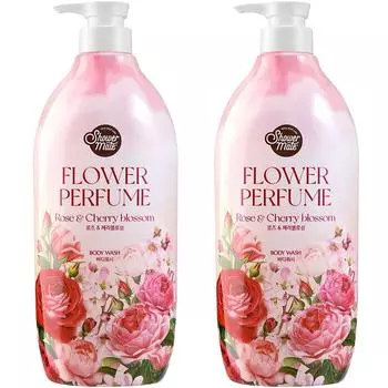 Душевой гель для душа Shower Mate Pink Flower с ароматом розы и вишневого цвета, 900 мл, 2 шт.