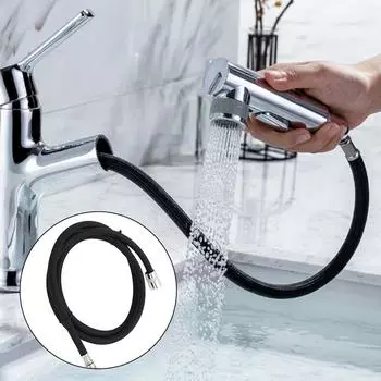 Душевой шланг черный гибкий для кухонного крана для раковины
