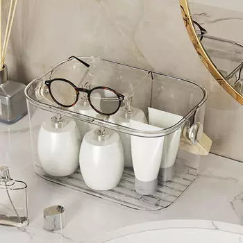 Душевые кабинки, корзина, органайзер для туалетных принадлежностей, многофункциональная сумка для хранения с прозрачной конструкцией и крышкой