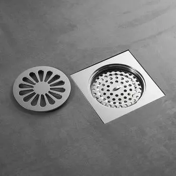 Душевые сливы 10 см квадратный латунный серебряный слив для ванной комнаты на полу балкон дезодорант для ванны сливной фильтр крышка решетка для отходов WF-8107L