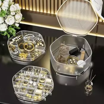 Dust-proof 3 Layers Jewelry Box Plastic Jewelry Organizer Earring Ring Bracelet Boxes Women кофейный