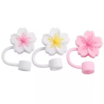 Dust-Proof Cherry Blossoms Straw Cover 8/10mm Straw Tips Begonia Flower Straw Topper Cup 30&40Oz 10mm жёлтый/белый