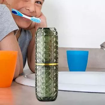 Dustproof Travel Toothbrush Case Portable 2 In 1 Toothbrush Toothpaste Storage Box Diamond Pattern Travel Mouthwash Cup