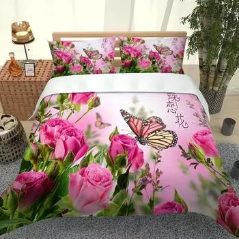 Пододеяльник 3D Животные Бабочки, комплект из трех предметов для двуспальной кровати, постельное белье, пододеяльник, наволочка, детский декор, мода W90xL190cm