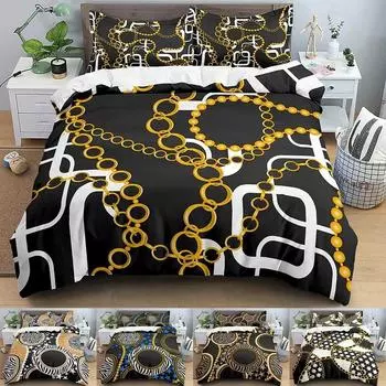Duvet Cover Chain Pattern Print Bedding Set Adult Bedroom Comforter Set With Pillowcase Personality Queen King Size Quilt Cover EU Single 135x200cm