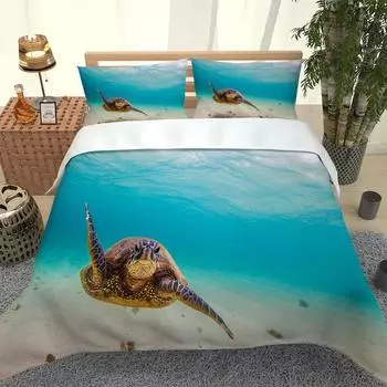 Пододеяльник двойной 3D животное черепаха постельное белье пододеяльник подарки для детей подростков теплый летний комплект королевского размера одеяло W90xL190cm