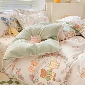 Пододеяльник с принтом, удобный пододеяльник, очень большой хлопковый стеганый чехол, высококачественный, приятный для кожи тканевый пододеяльник 180x220cm 4pc