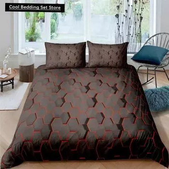 Duvet Cover Queen Geometric Bedding Set 3D Bed Set Girls Full Size Bed Comforter Cover Sets Twin Quilt Cover Unisex Honeycomb EU single(135x200cm)
