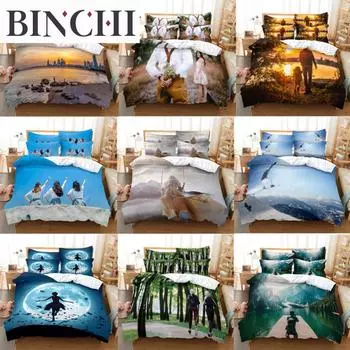 Duvet Cover Set King Size Double Bed Quilt Pillow Case Bedding Sets Linen 3D Senic Queen Twin Single Full Kids Adult 3PCS 2PCS EU single(135x200cm)